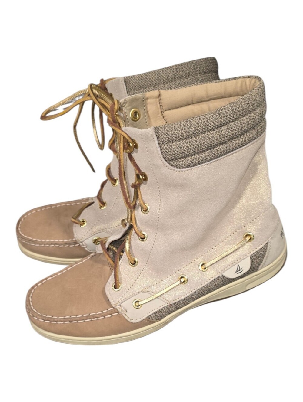 Sperry Top-sider Hikerfish Boots Sparkly Tan Gold Size 10M